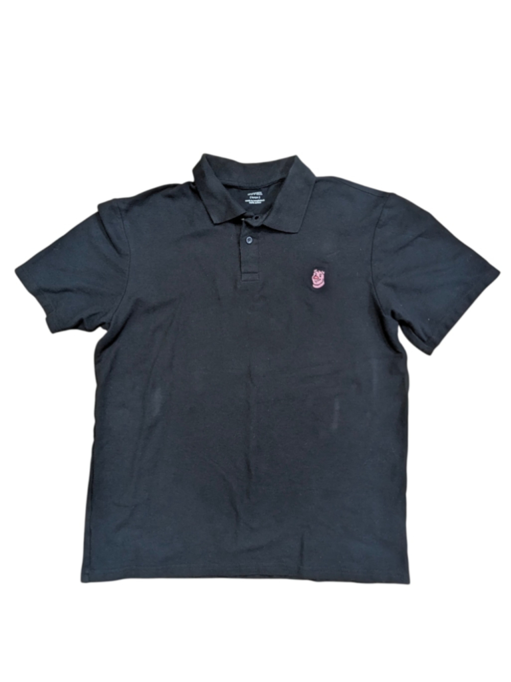Butch Polo Shirt Size Large Black with Pink Pig Logo
